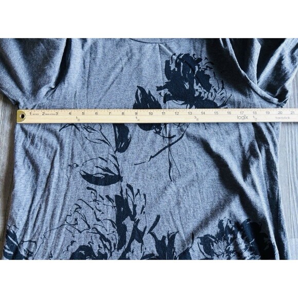 Talbots Black Gray Floral Crew Neck Pullover 3/4 Sleeve T Shirt Top Plus 2XP - Picture 4 of 7